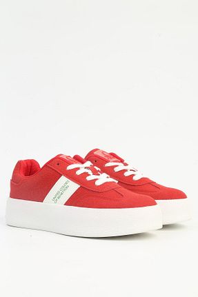 کفش اسنیکر قرمز زنانه بند دار Benetton - کد 858641452