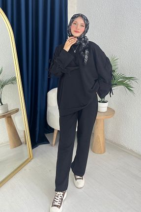 ست بالاتنه و پائین تنه مشکی زنانه بافت lurex moda - کد 858629859