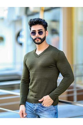 پلیور خاکی مردانه ساده DEFES - کد 858658711