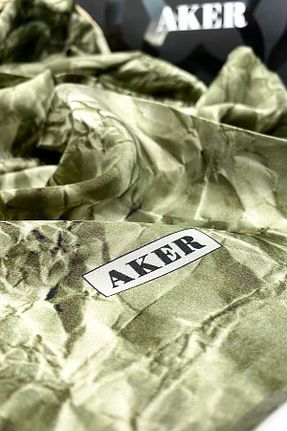 روسری سبز کرپ ساتن ابریشم Aker - کد 771449390