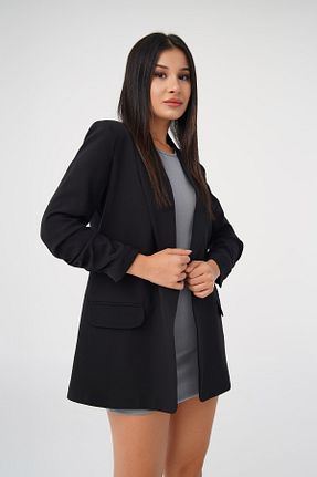 کت بلیزر مشکی زنانه پلی استر - الاستین Hipo Trend - کد 833690821