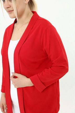کت سایز بزرگ قرمز زنانه بافت ERBAYS - کد 305690033