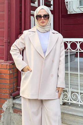 ست بالاتنه و پائین تنه بژ زنانه بافتنی lurex moda - کد 858715787