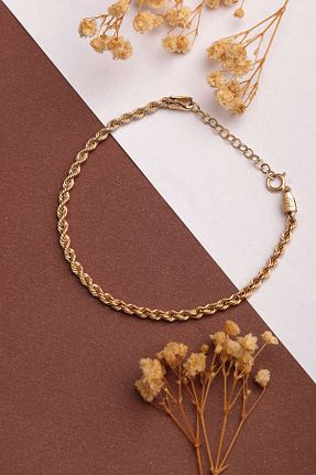 دستبند طلا طلائی زنانه 14 عیار goldberia - کد 838409865