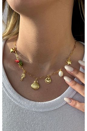 گردنبند استیل ( فولاد ) طلائی زنانه استیل (فولاد) jewine studio - کد 823152832