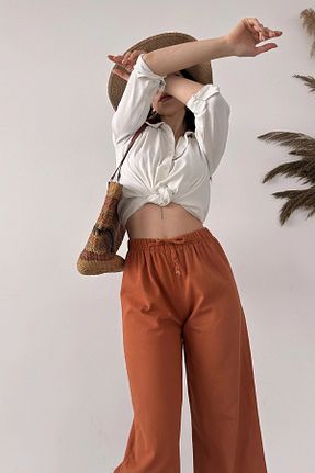 شلوار نارنجی زنانه پنبه ای bacc - کد 832030545