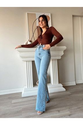 شلوار جین آبی زنانه پاچه پهن DRC trend - کد 858814123