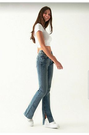 شلوار جین آبی زنانه پاچه پهن DRC trend - کد 858813702
