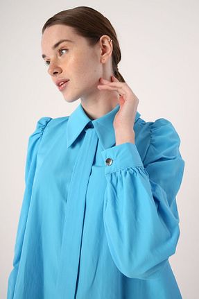 تونیک حجاب فیروزه ای زنانه پنبه پلی استر ALLDAY - کد 662728710