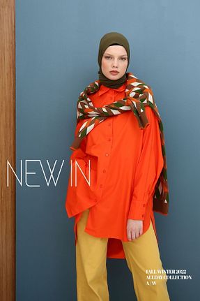 تونیک حجاب نارنجی زنانه %100 پنبه ALLDAY - کد 650006410