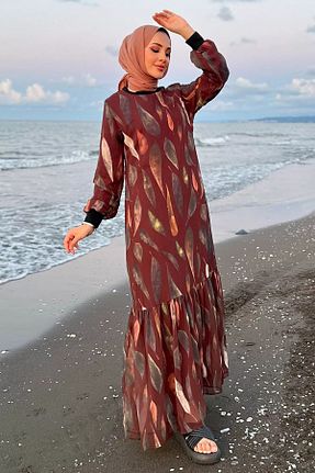 لباس حجاب قهوه ای زنانه رگولار Julude - کد 857628996