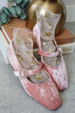 کفش پاشنه بلند کلاسیک صورتی زنانه مخمل POLKA STORE - کد 809148682