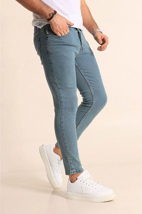 شلوار جین آبی مردانه پاچه تنگ SERAZAT - کد 837778504