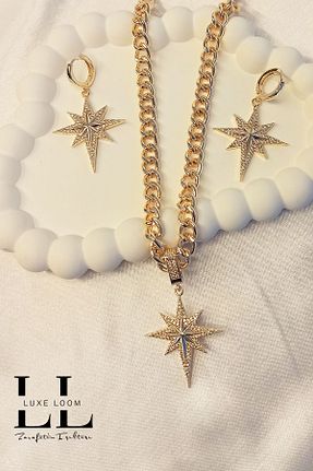 ست استیل طلائی زنانه برنجی Luxe Loom - کد 777979275