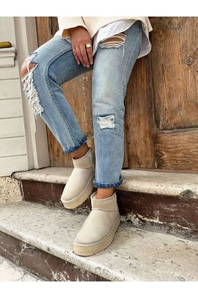 بوت / نیم بوت بژ زنانه پلی اورتان moun shoes - کد 858743672