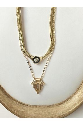 گردنبند استیل ( فولاد ) طلائی زنانه فلزی Brillo - کد 840752838