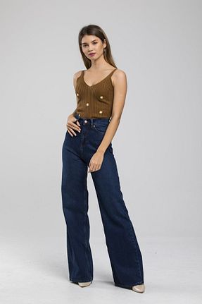 شلوار جین سرمه ای زنانه پاچه پهن DRC trend - کد 858813186