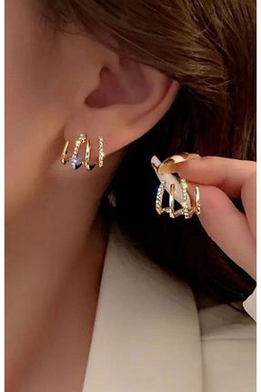گوشواره جواهر طلائی زیرکن MRK - کد 797959510