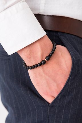 دستبند جواهر نارنجی مردانه سنگ طبیعی Binegger - کد 35549041