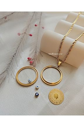گردنبند استیل ( فولاد ) طلائی زنانه استیل ضد زنگ m mavi deniz accesories - کد 793025439