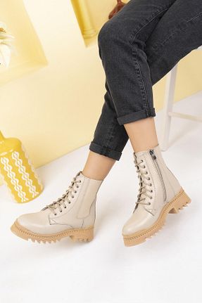بوت / نیم بوت بژ زنانه چرم خالص Diego Carlotti - کد 358157504
