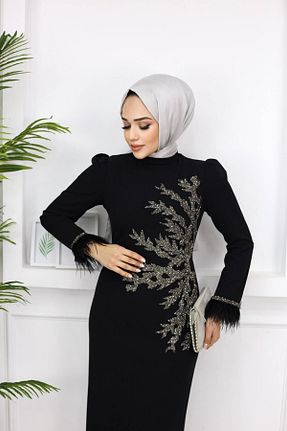 لباس مجلسی حجاب مشکی زنانه یقه دوچرخه Modarana - کد 858764555