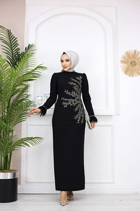 لباس مجلسی حجاب مشکی زنانه یقه ایستاده Modarana - کد 858764555