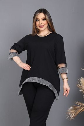 بلوز سایز بزرگ مشکی زنانه سایز بزرگ HÜLYA BUTİK - کد 815830445