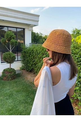 کلاه صورتی زنانه حصیر dilekorgudunyasi - کد 334707235