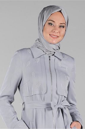 ترنچکت حجاب طوسی زنانه مخلوط ویسکون TRENDTESETTÜR - کد 94397474