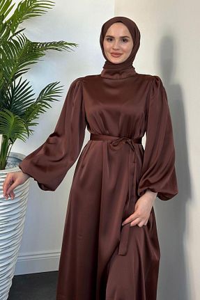 لباس حجاب قهوه ای زنانه 3/4 Boy MERVEN AKYÜZ - کد 875803225