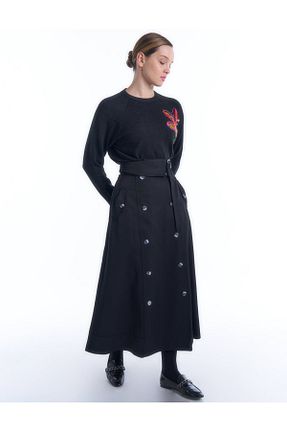 دامن مشکی زنانه پارچه Kayra - کد 804606301