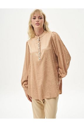 بلوز بژ زنانه ساده Kayra - کد 829461347