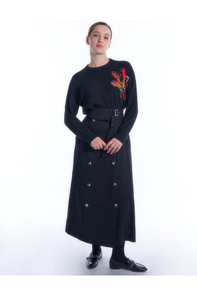 دامن مشکی زنانه پارچه Kayra - کد 804606301