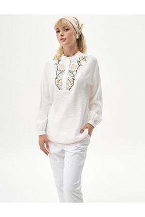 بلوز سفید زنانه ساده Kayra - کد 829461706