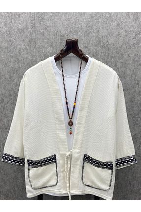 کیمونو و کافتان سفید زنانه کتان FıttingRoom - کد 839598696
