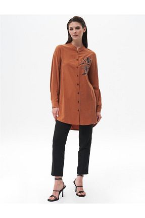 پیراهن حجاب قهوه ای زنانه رگولار Kayra - کد 839637843