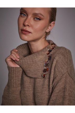 تونیک حجاب قهوه ای زنانه بافتنی Kayra - کد 771583999
