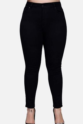 شلوار جین سایز بزرگ مشکی زنانه پاچه تنگ CEDY DENIM - کد 112626179