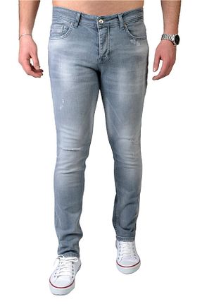 شلوار جین طوسی مردانه پاچه تنگ CEDY DENIM - کد 105094856