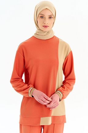 سوئیشرت حجاب نارنجی زنانه مخلوط پلی استر Tuğba - کد 838645714