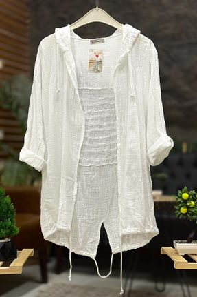 کت سفید زنانه اورسایز sahnemoda - کد 835895145