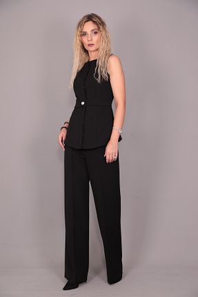 کت و شلوار مشکی زنانه یقه کتی ÖNDER ÖZSOY - کد 754577968