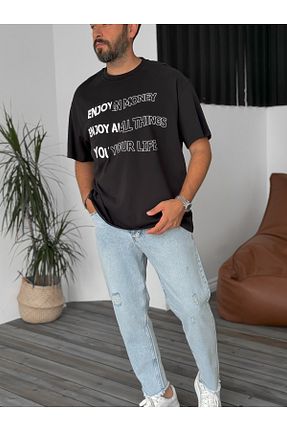 تیشرت مشکی مردانه اورسایز BYBASICMAN - کد 854061916