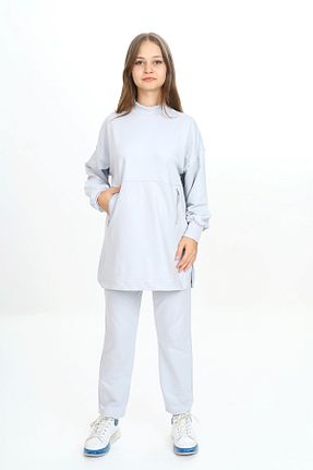 ست گرمکن طوسی بچه گانه پاچه کش دار HayKids - کد 858976488