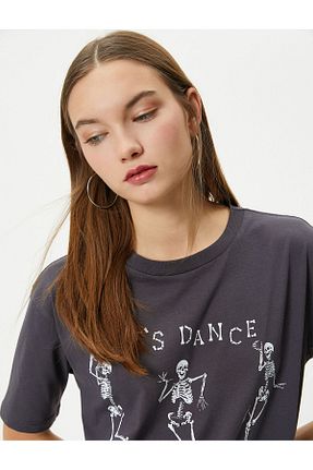 تیشرت طوسی زنانه Relaxed Koton - کد 794566813