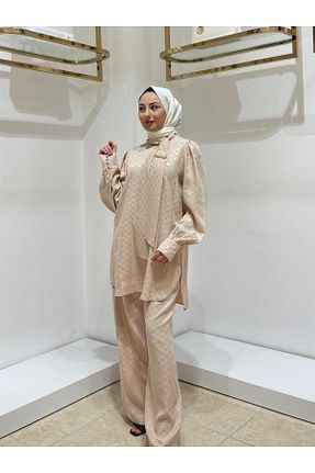ست بالاتنه و پائین تنه حجاب بژ زنانه رگولار my312 - کد 853836472