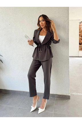 ست بالاتنه و پائین تنه طوسی زنانه بافتنی MALDİA SHOP - کد 858995528