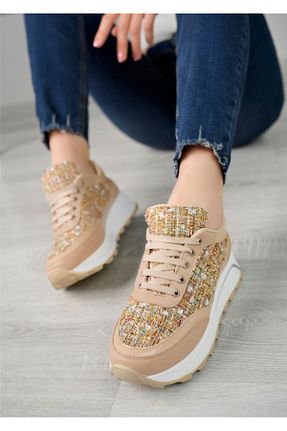 کفش اسنیکر بژ زنانه بند دار homiro - کد 835099954