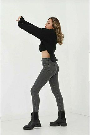 شلوار جین طوسی زنانه پاچه پهن DRC trend - کد 858814975